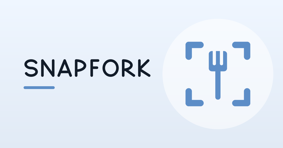 Snapfork: the product mark — a fork inside camera-frame corners — and the name